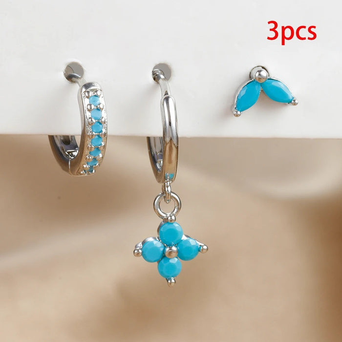 Wholesale Crystal flower earrings, geometric high-end earrings, earrings set, earrings accessories