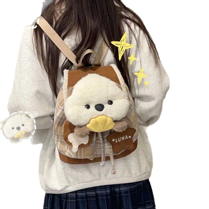 Wholesale Cute Plaid Shell Dog Large Capacity Cartoon Backpack