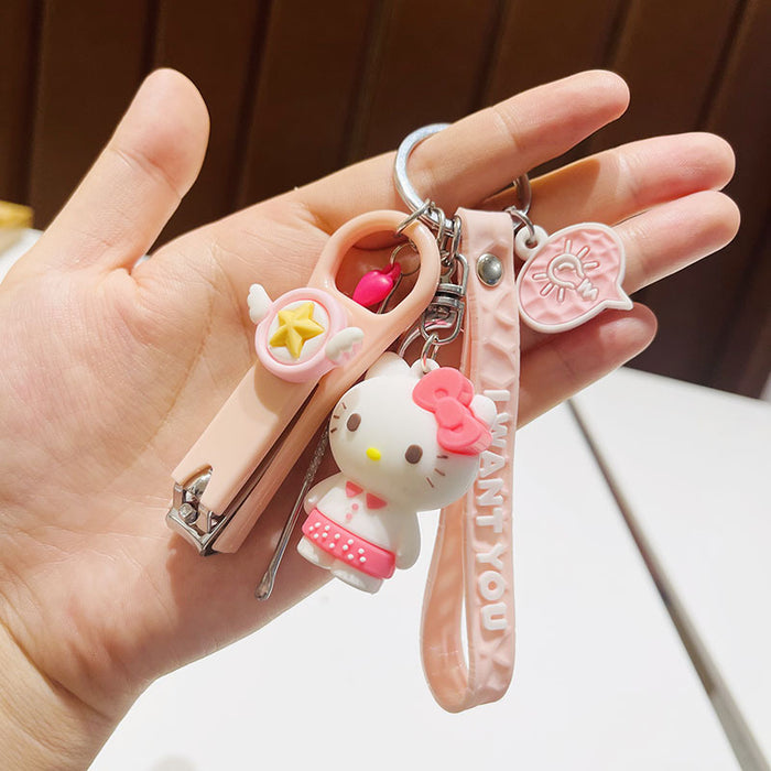 Wholesale  Silicone Doll Spaceman Keychain Pendant Bag  Nail Clipper Ear Digging Spoon Keychain