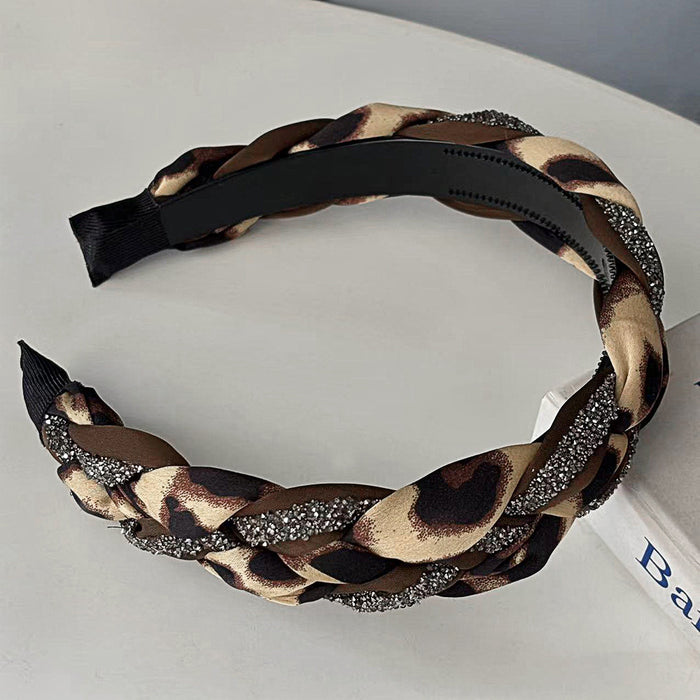 Wholesale Leopard Satin Twist Hair Band Wide-brimmed Hair Pin High-end