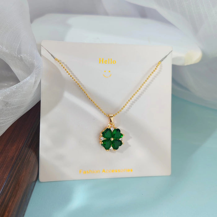 Wholesale New five petal flower necklace, light luxury, niche, high-end, versatile, temperament, collarbone chain, zircon pendant