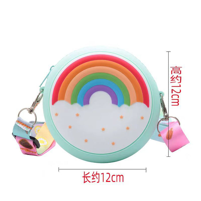 Wholesale Rainbow Donut Bag Children's Coin Purse Silicone Shoulder Backpack Baby Cartoon Wallet Crossbody Bag Women
