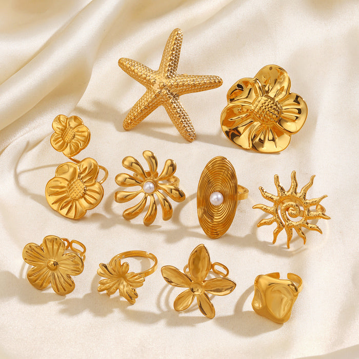 Wholesale Women' s Flower Sun Stainless steel Rings Adjustable rings