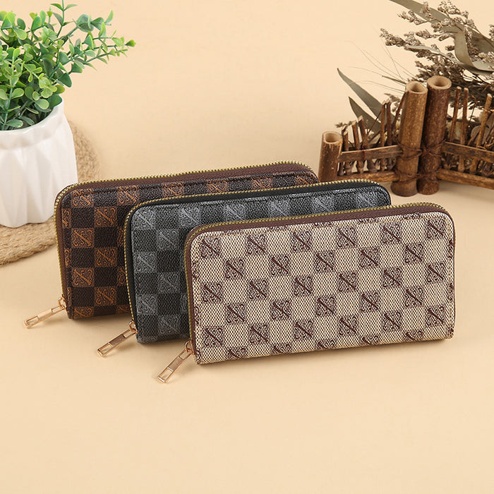 Wholesale PU Leather Long Wallet with Retro Print Design Large Capacity MOQ≥3