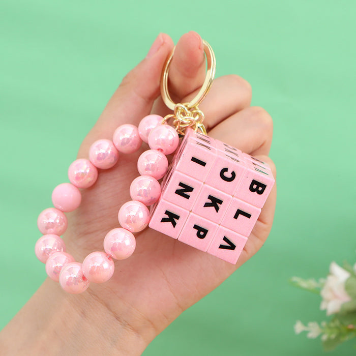 Wholesale Black Letter Keychain Pendant Trendy Puzzle Keychain Resale Car Key Accessory