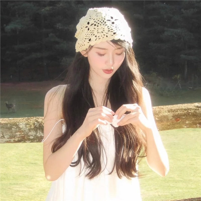Wholesale Summer thin hollowed out handmade crochet knitted hat, fashionable women's summer thin toe cap