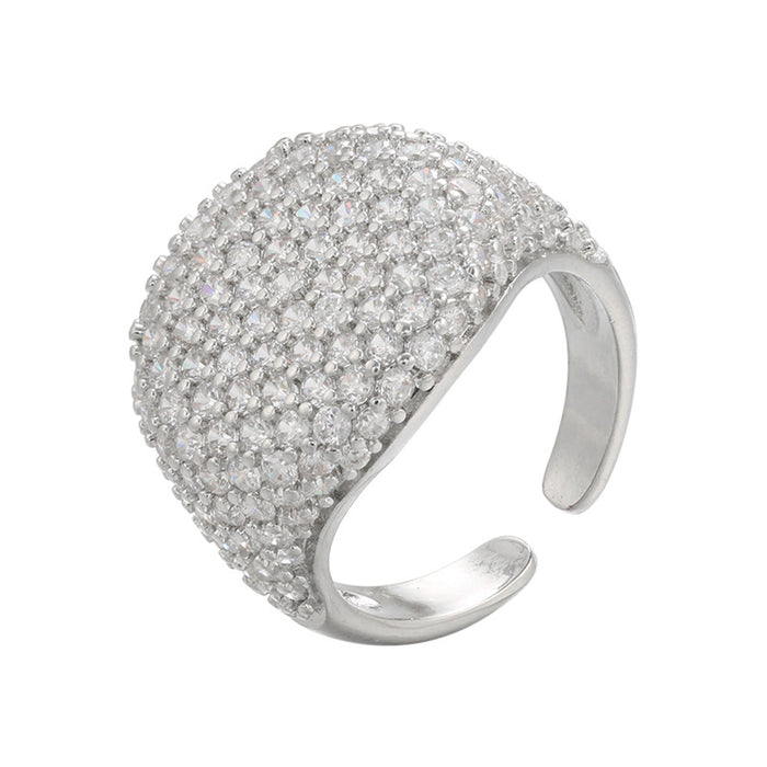 Wholesale Adjustable circular full diamond ring with adjustable opening