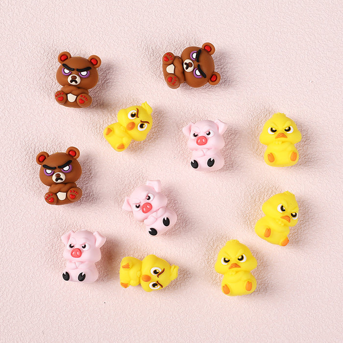 Wholesale 20pcs Cute Animal Silicone Beads Children DIY Loose Beads/ Beads Food Grade Toy Bear Drops Glue Beads