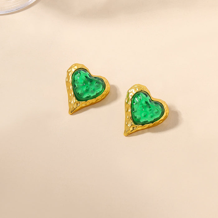 Wholesale New cross-border alloy jewelry with gold-plated and non fading heart-shaped silver needle earrings and diamond studded earrings