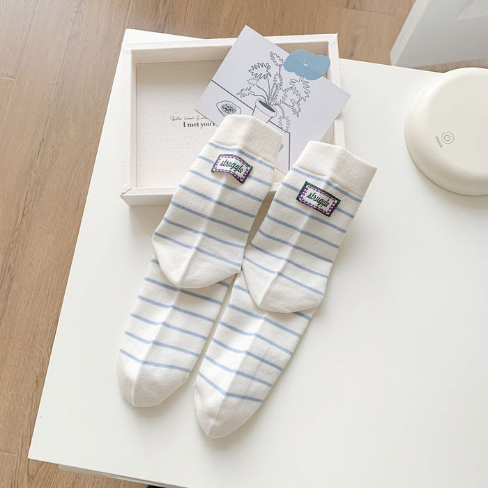 Wholesale Striped boneless socks with tube fabric, labeled pile, sock cotton