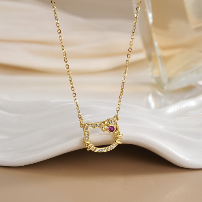 Wholesale Cat pendant micro-painted zircon copper gold-plated clavicle necklace