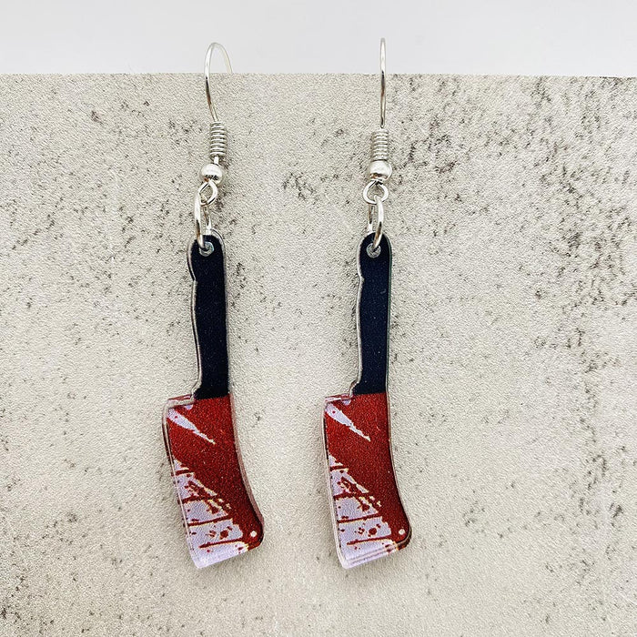 Wholesale Acrylic  earrings simulation blood-red knife  earrings for women