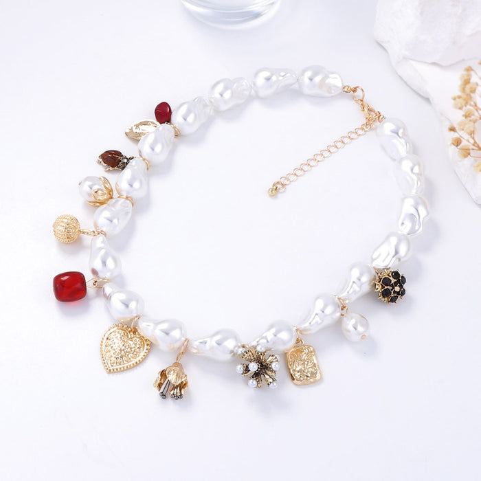 Wholesale Imitation Pearl Love Geometry Pendant Daily Wear Women Necklace
