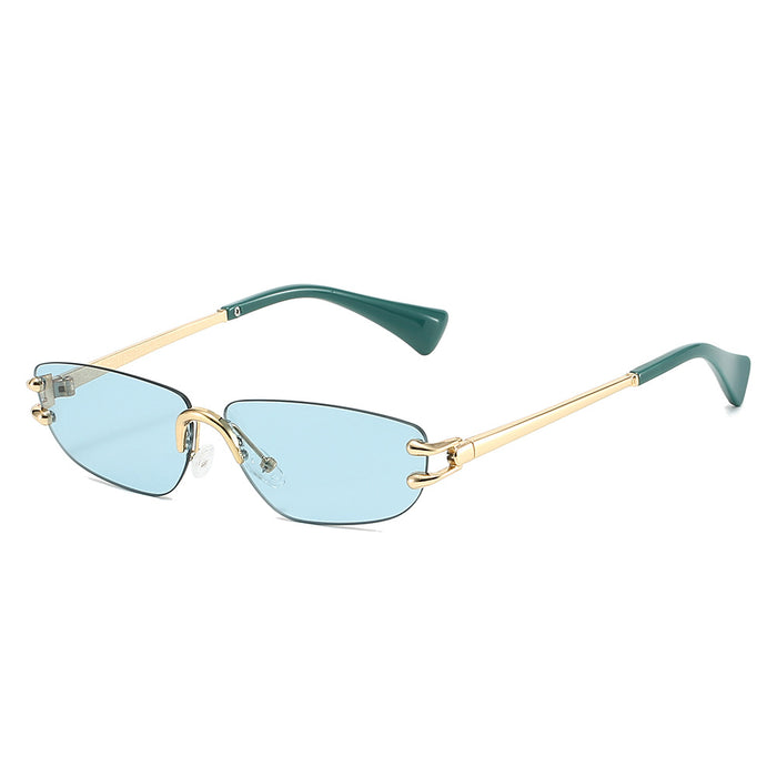 Wholesale New frameless fashionable sunglasses with personalized small frames, niche and simple sunglasses