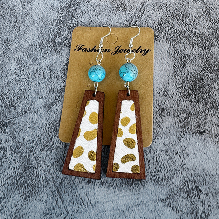 Wholesale Leather earrings vintage turquoise ing classic leopard print cowhide earrings