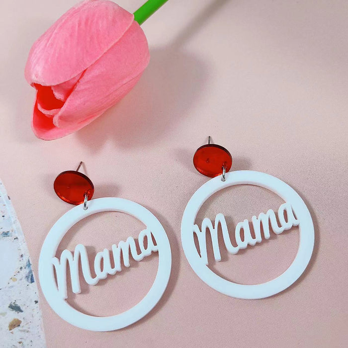 Wholesale Acrylic Mother's Day Earrings MAMA Pink Letter Earrings JDC-ES-AnDao002