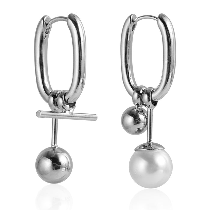 Wholesale Pearl U-Shaped Cut Out Simple Hoop Earrings