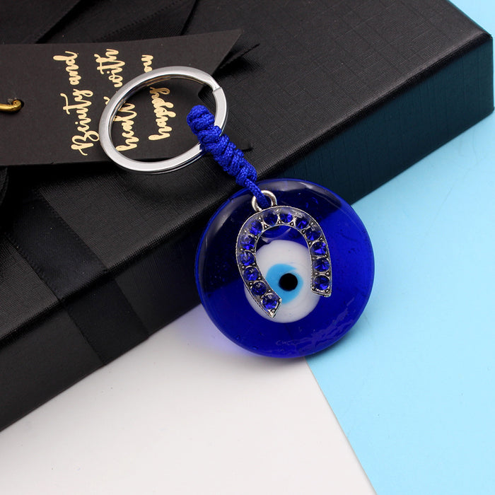 Wholesale Blue Eye Pendant Keychain Pendant with Diamond Set Slant Eyes Devil's Eye