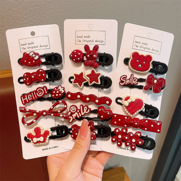 Wholesale Red dot hair clip children's bangs side clip baby forehead small hair clip