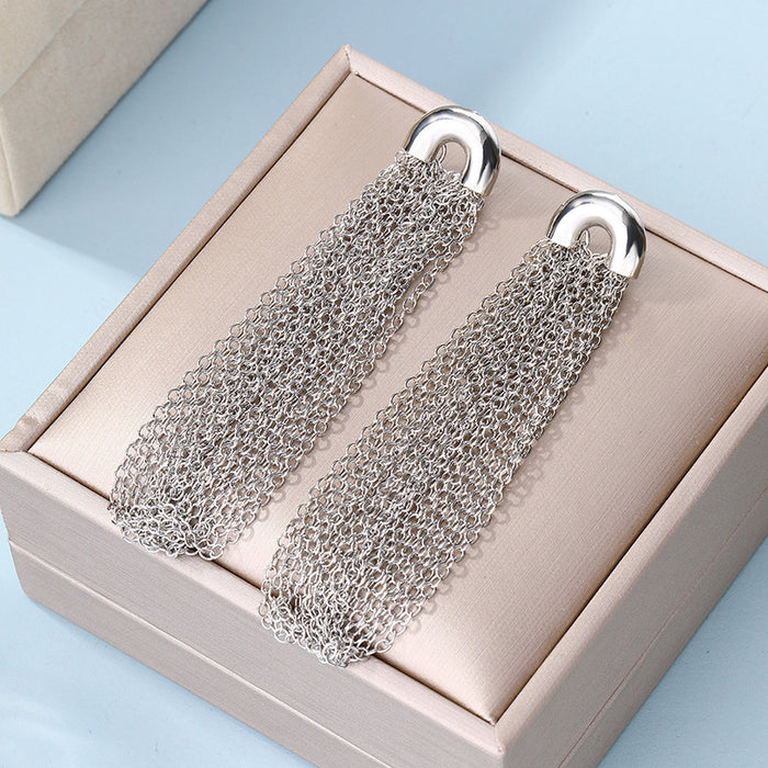 Wholesale Exaggerated alloy geometric earrings with fashionable tassel chain earrings and earrings