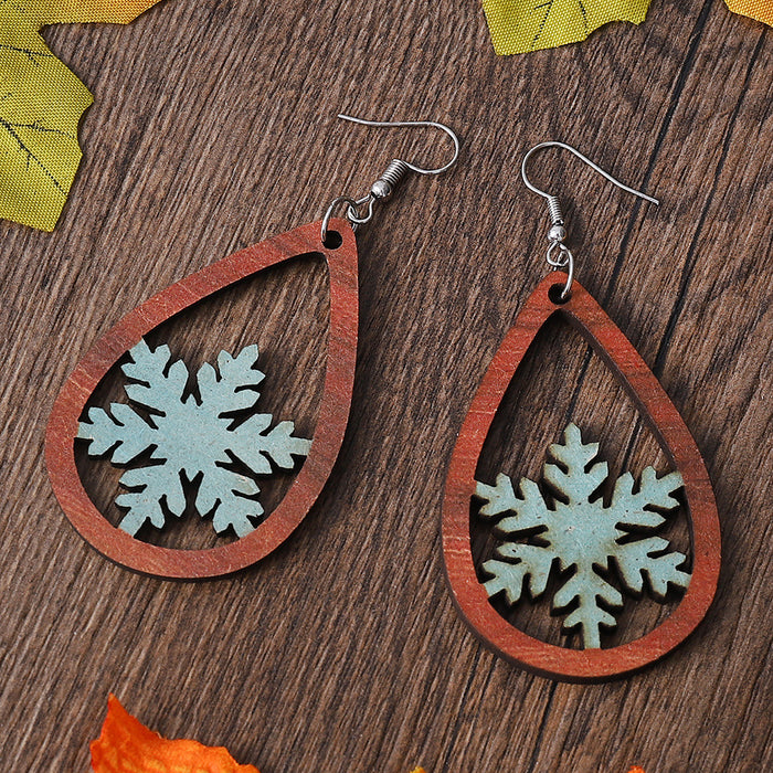 Wholesale Winter Snowflake Earrings Hollow Double-Sided Earrings