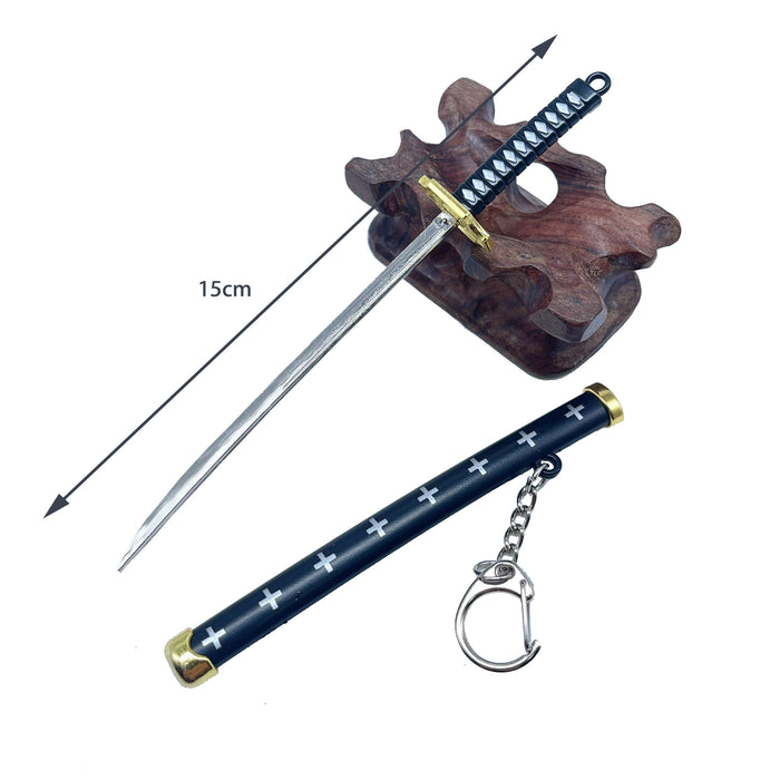 Wholesale One Piece Zoro Snow Knife Buckle Three Sword Style Scabbard Weapon Model Keychain JDC-KC-Meis001