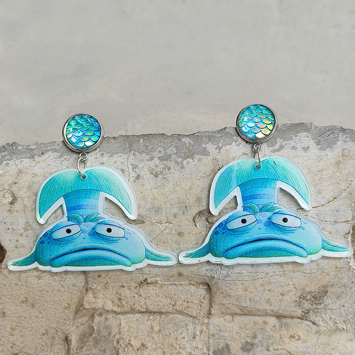 Wholesale 2PCS/PACK Cartoon Manta Ray Earrings Marine Animal Acrylic Earrings JDC-ES-HeYi119