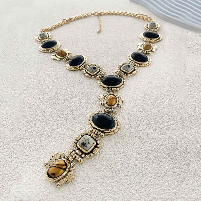 Wholesale alloy resin gem geometric pendant necklace simple women