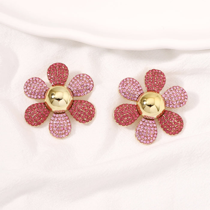 Wholesale Alloy Diamond Flower Earrings JDC-ES-YueLi026