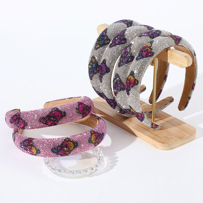 Wholesale Bear all-inclusive rhinestone high-end headband for going out,  all-purpose,  high-top head with baby' s breath and diamonds,  famous warm hair accessories