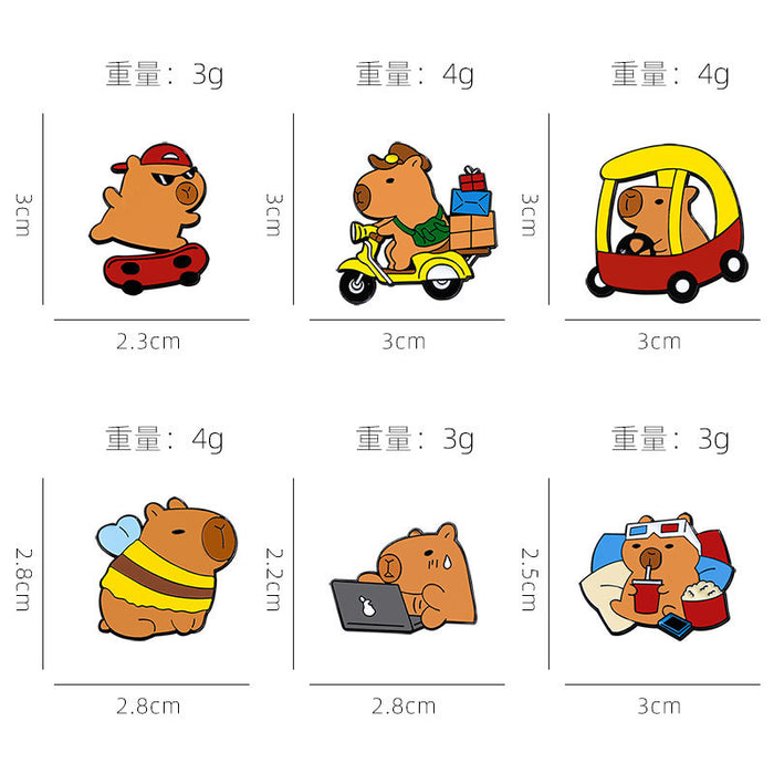 Wholesale Cute Animal Capybara Bag Casual Style Sweet Decorative Alloy Paint Badge