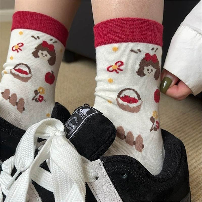 Wholesale  Cotton Summer Thin Fairy Tale Socks Women's Mid-length Socks Ins Style Girl's Cute Cartoon Stockings