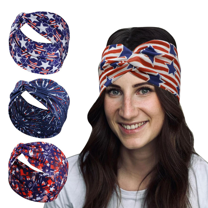 Wholesale Elastic Milk Silk Wide-brimmed American Independence Day Headband JDC-HD-FanEn001