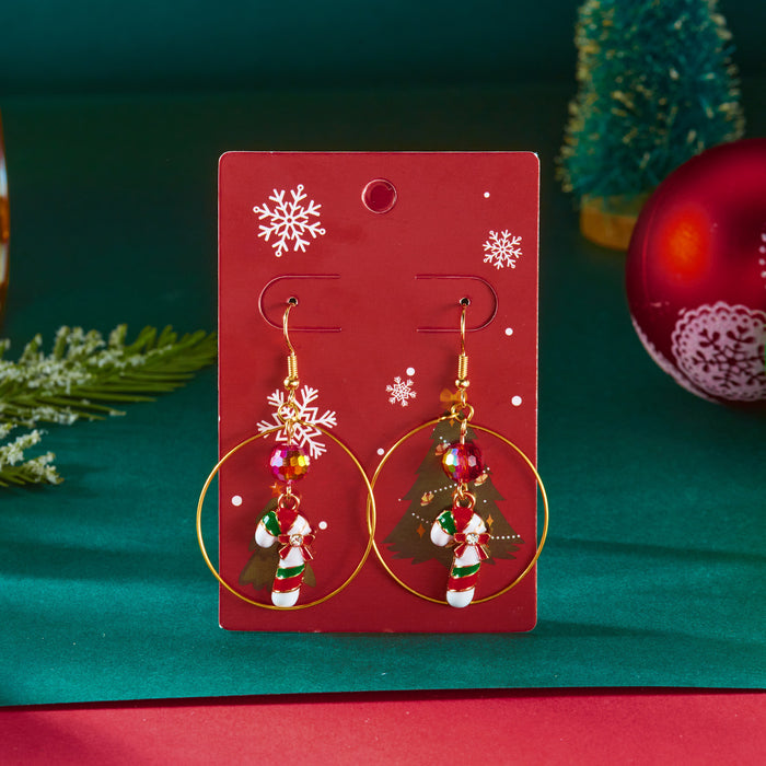 Wholesale Oil-drip Christmas series earrings versatile snowflake bell Christmas paper card earrings for women
