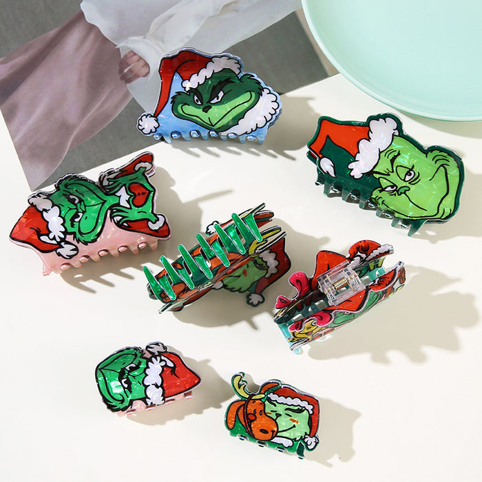 Wholesale Christmas PVC Hair Claw Clips Santa  Shark Cartoon Party Accessory Gift