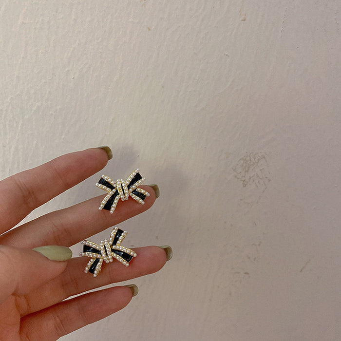 Wholesale Silver needle bow earrings cute earrings earrings earrings earrings versatile temperament