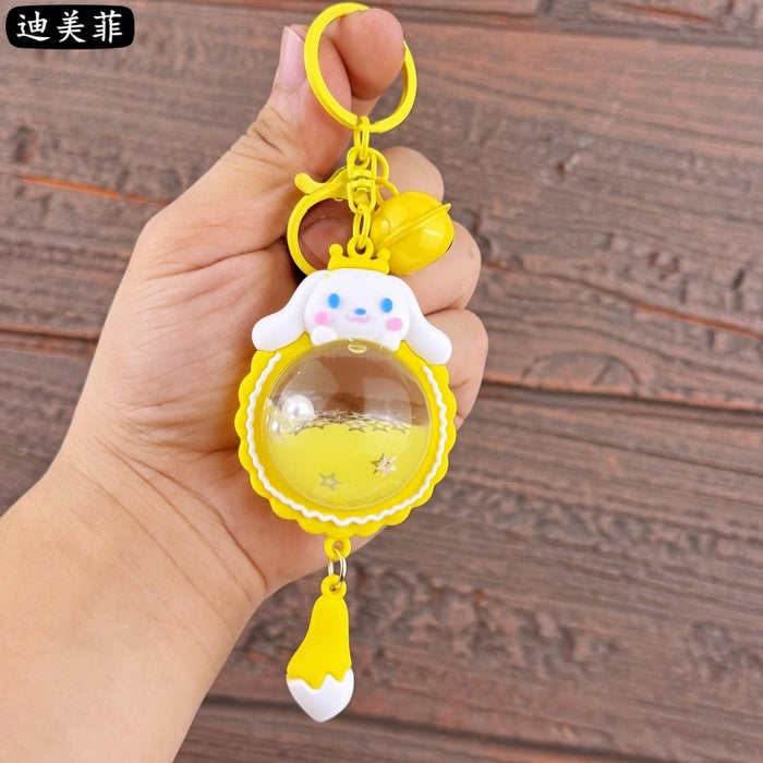 Wholesale Creative liquid oil key chain quicksand key chain crystal ball unicorn floating car cute bag small pendant
