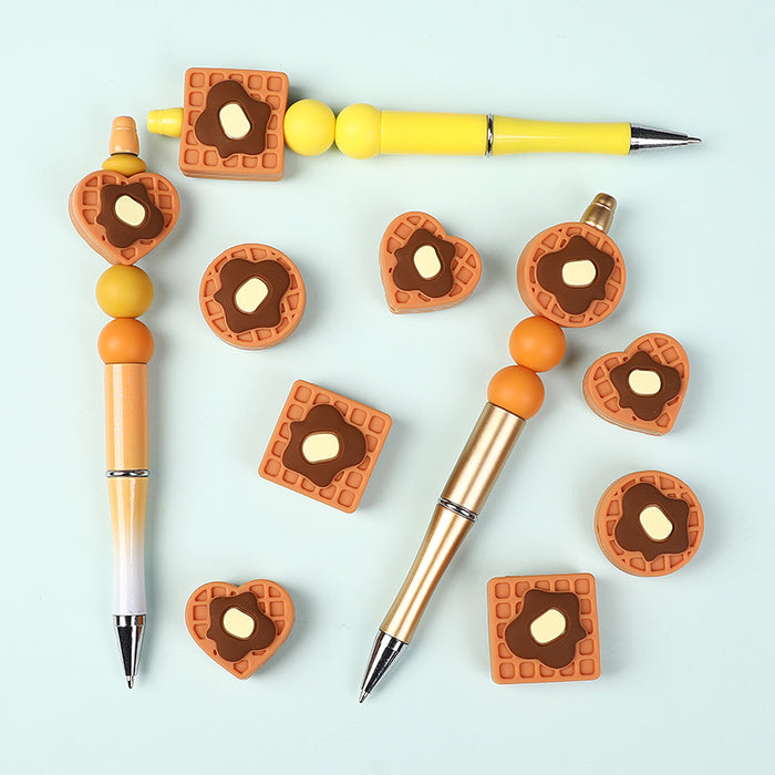 Wholesale 20pcs Simulation biscuit silicone beads European and American bracelet jewelry loose beads vanilla flavor silicone beads DIY beads