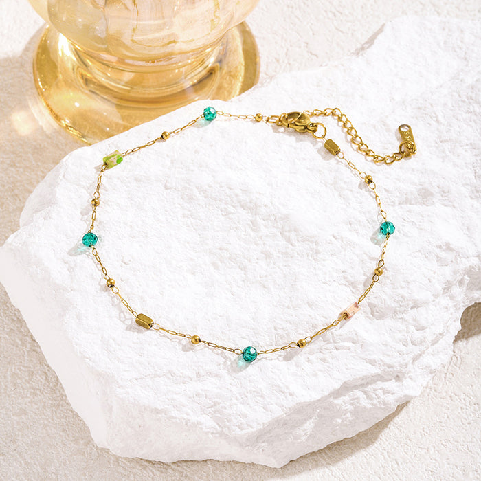 Wholesale Stone-encrusted gold-plated anklet