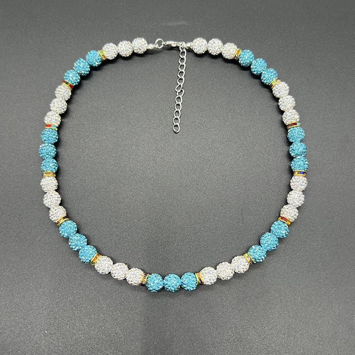 Wholesale Baseball necklace hip hop colorful diamond ball jewelry necklace