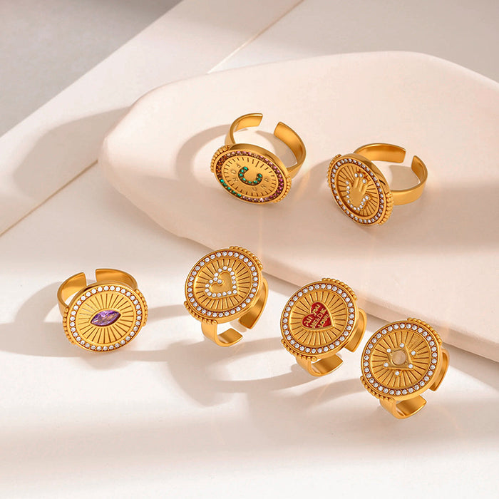 Wholesale High end stainless steel diamond inlaid movable ring that does not fade and is environmentally friendly ring jewelry