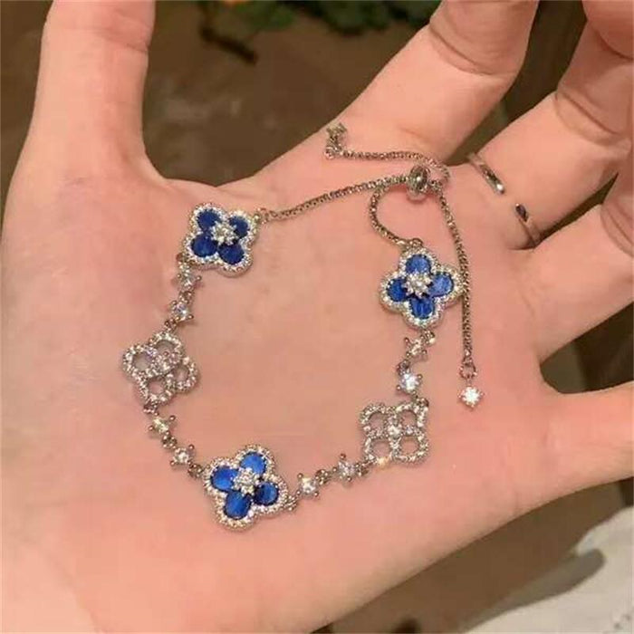 Wholesale Micro-set cubic zirconia four-leaf clover adjustable bracelet