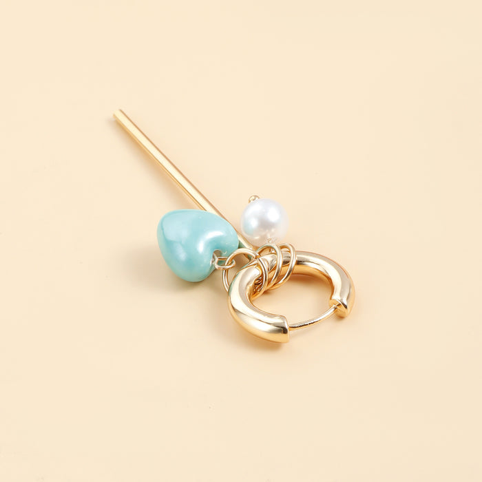Wholesale heart pearl wings long stick hoop earrings