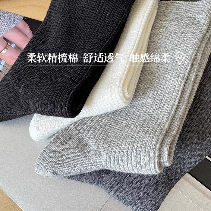 Wholesale Socks, mid tube socks, pure cotton Korean version, long tube, thin style, stacked socks