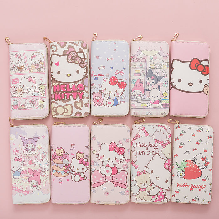 Wholesale Cute cartoon long wallet for girls made of PU material