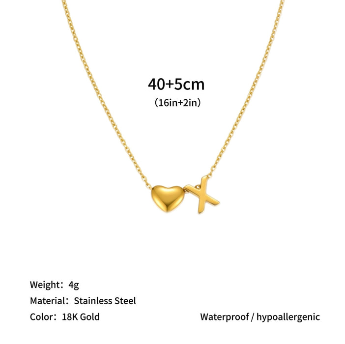 Wholesale Clavicle chain jewelry accessory 26 letter heart pendant titanium steel necklace