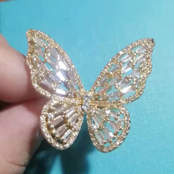 Wholesale Jewelry hollow butterfly ring exaggerated ring bracelet