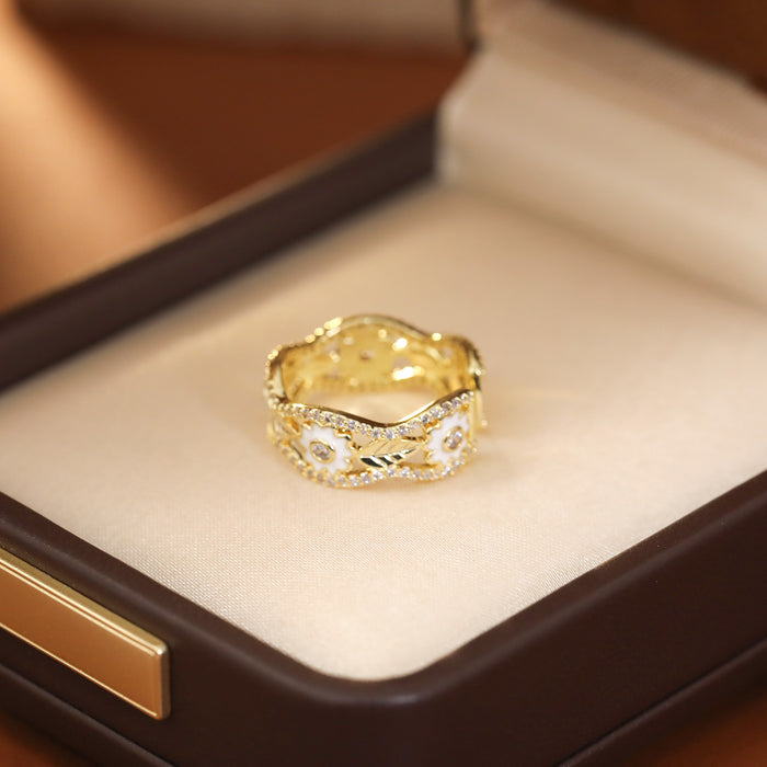 Wholesale Camellia ring, exquisite glazed index finger ring