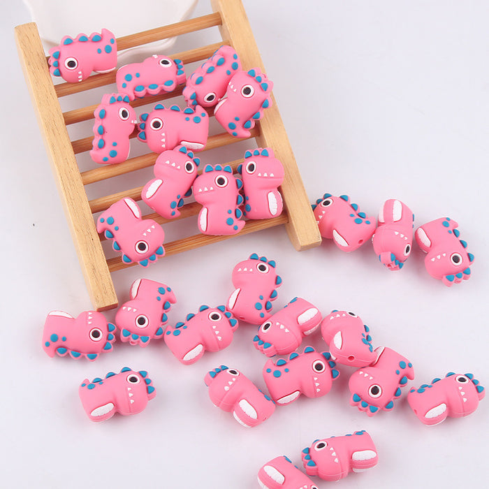 Wholesale Cartoon 3D Pink Dinosaur Silicone Focal Beads JDC-BDS-GuangTian016