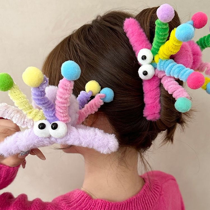 Wholesale Dopamine spring plush hairpin female fun funny shark clip cute hairpin back head updo hair clip headdress